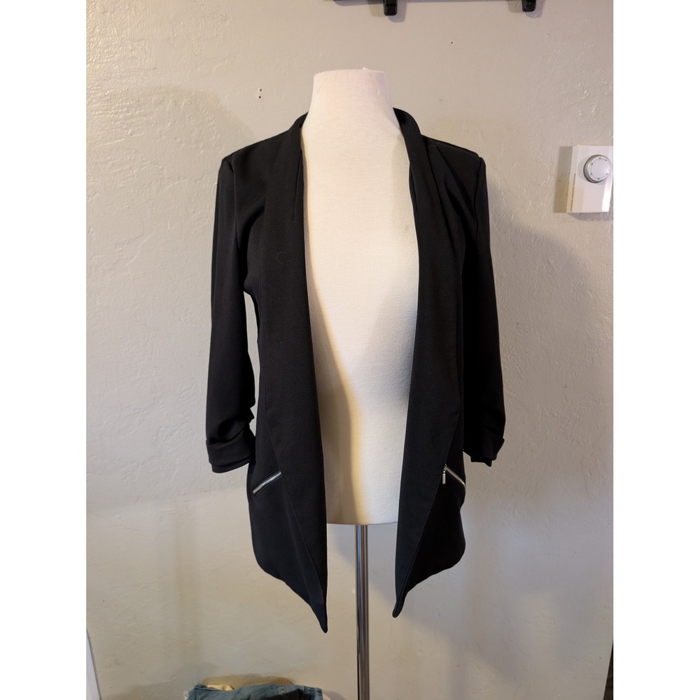 Black open front Blazer 3/4 sleeves‎ womens size L